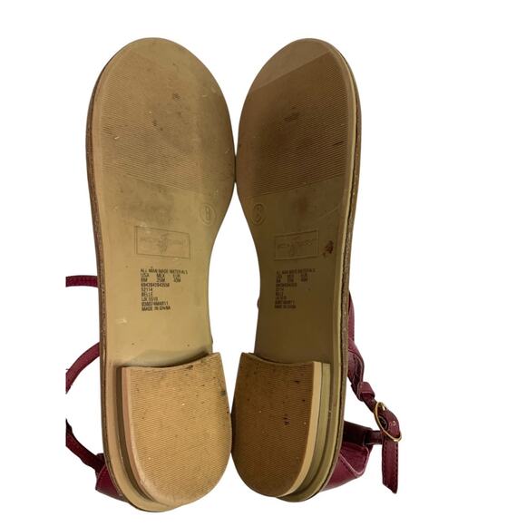 Size 8 Jaclyn Smith Womens Flat Sandals Rosette Belle Raspberry Color - Picture 8 of 9